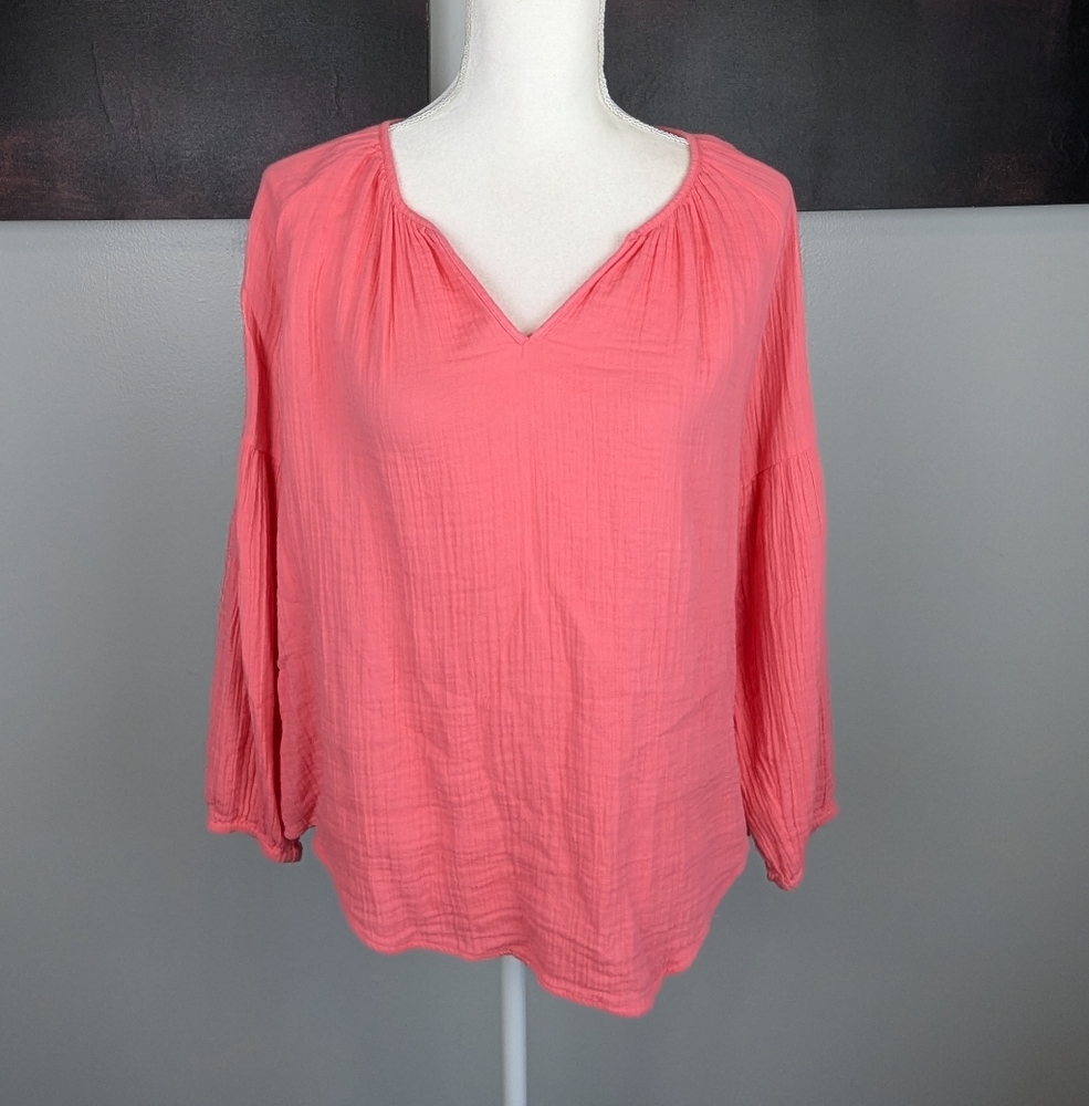 Coral peachy long sleeve blouse